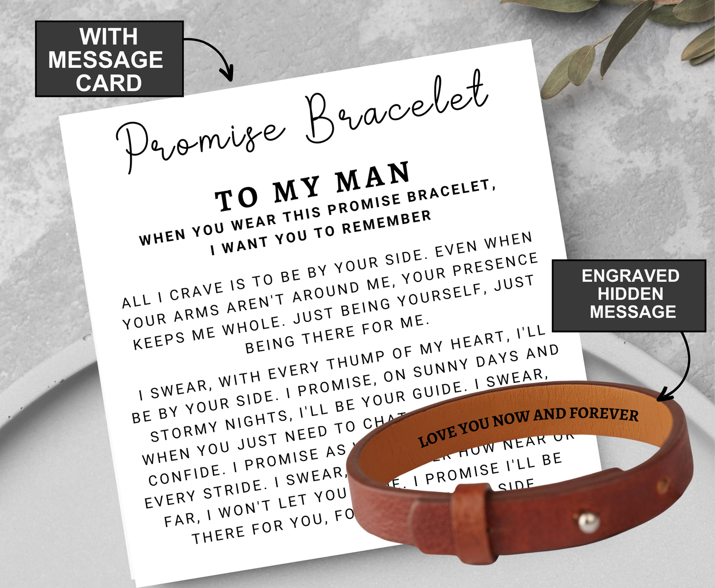 Personalized Promise Leather Bracelet for My Man