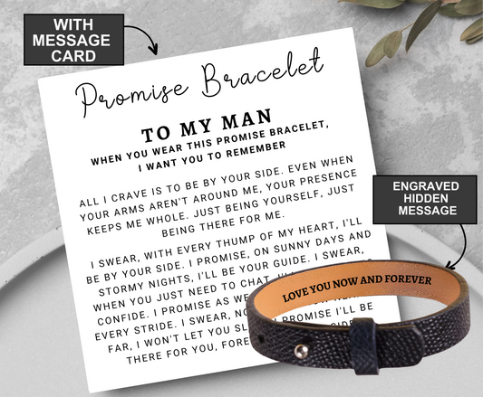 Personalized Promise Leather Bracelet for My Man