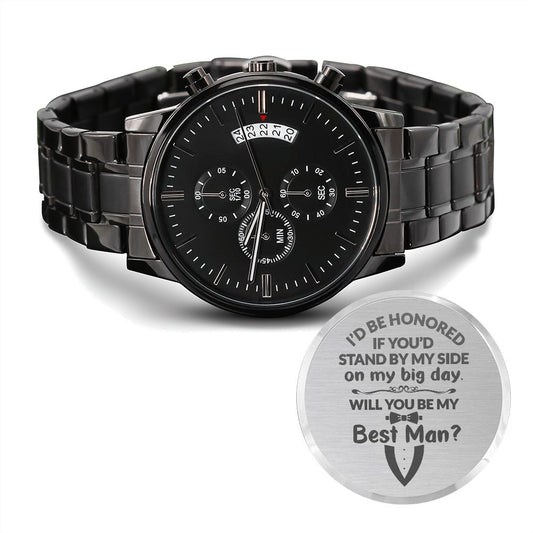 Best Man Engraved Black Watch - ETSY